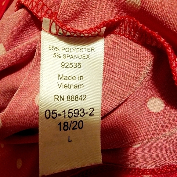 Woman Within Red Polka Dot Dress Tie Peek-a-boo Sleeves Size 18/20 Plus Size EUC - Picture 8 of 8